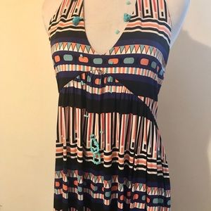 DVF graphic silk halter Maxi Dress 8